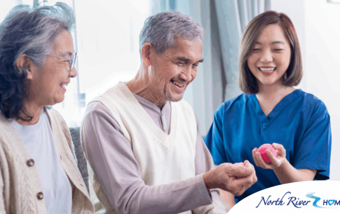A caregiver provides home care services to manage arthritis.