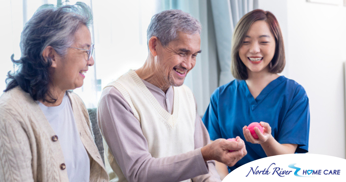 A caregiver provides home care services to manage arthritis.